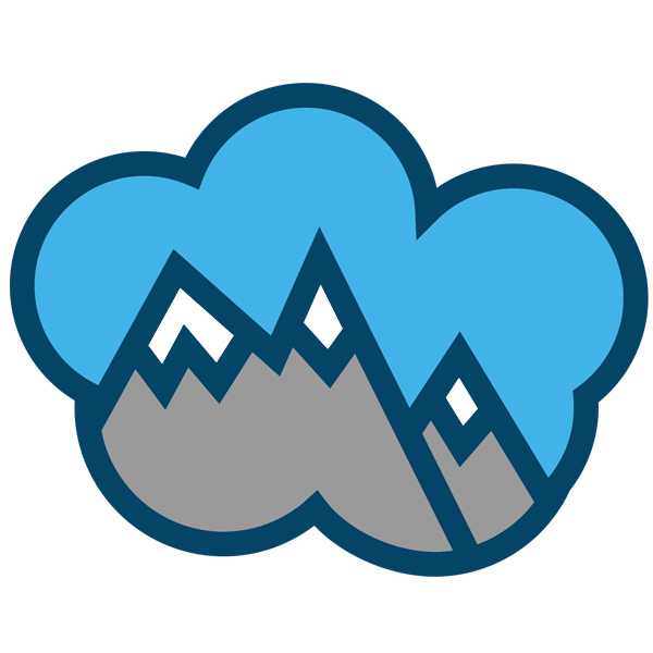 CrossPeak Solutions logo: a sky-blue cloud above three snow-capped mountain peaks